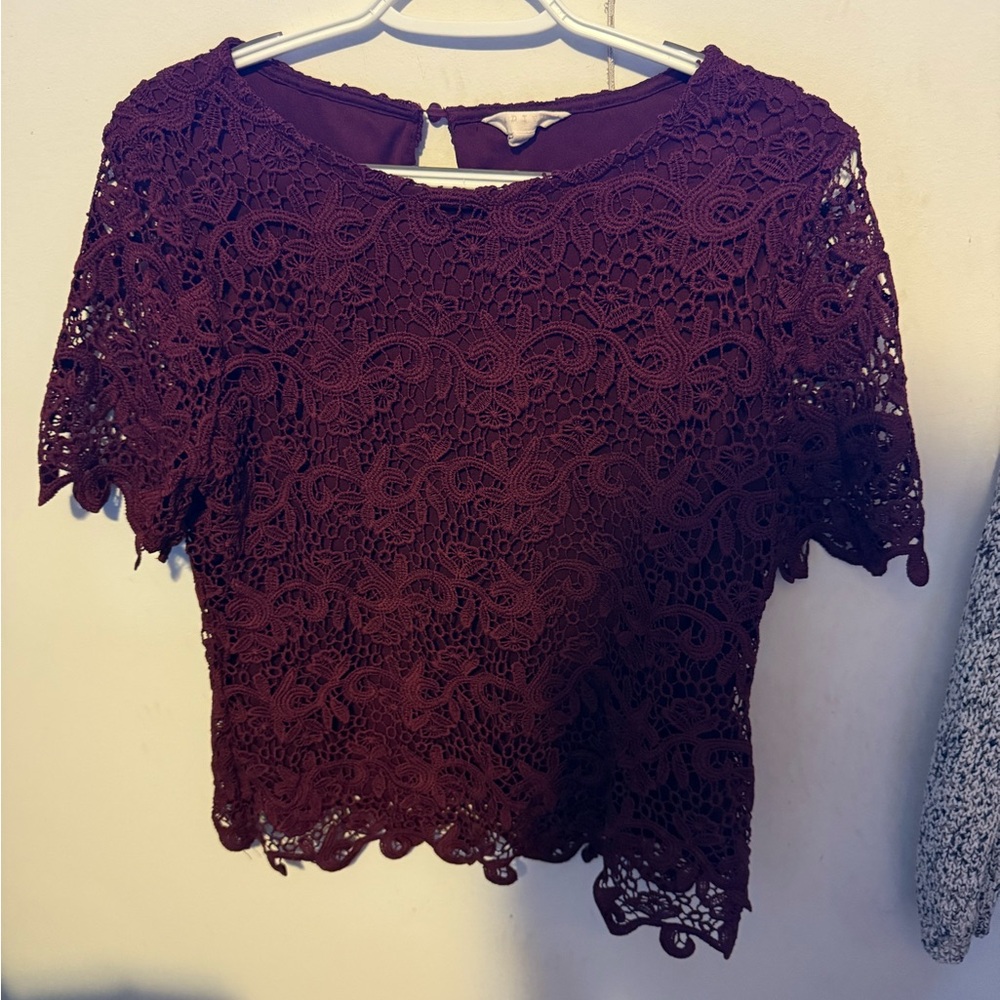 Red Cropped Embellished Blouse